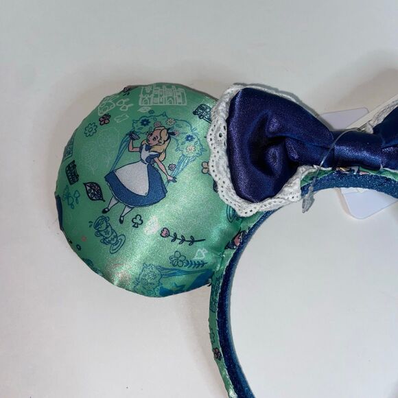 Disney Parks Epcot United Kingdom Alice In Wonderland Minnie Mouse Ears Headband - Picture 2 of 7